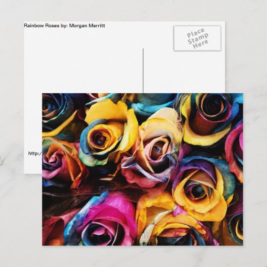 Rainbow-Rose Postkarte (Vorne/Hinten)