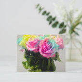 Rainbow-Rose Postkarte (Stehend Vorderseite)