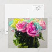 Rainbow-Rose Postkarte (Vorne/Hinten)