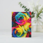 Rainbow-Rose Postkarte (Stehend Vorderseite)
