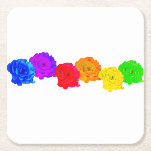 Rainbow-Rose Rechteckiger Pappuntersetzer