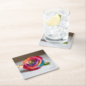 Rainbow-Rose Rechteckiger Pappuntersetzer (Vor Ort)