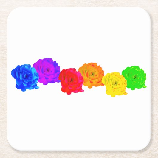 Rainbow-Rose Rechteckiger Pappuntersetzer (Vorderseite)
