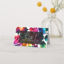 Rainbow-Rose Schwarz & Weiß-Lebende Blumenzehen Platzkarte