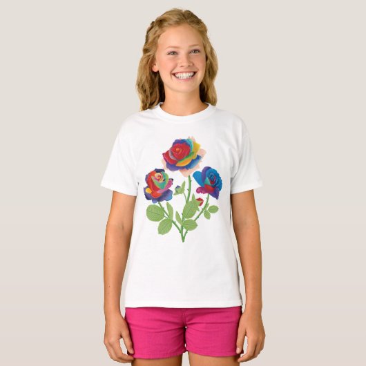 Rainbow-Rose T-Shirt (Vorne ganz)