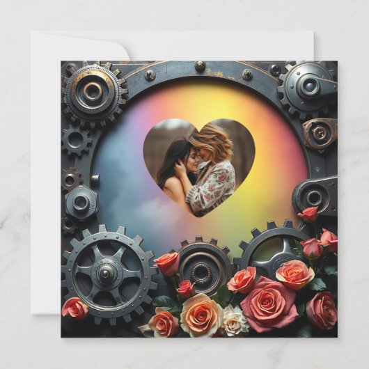 Rainbow-Rose und LGBT-Hochzeiten aus Metall Einladung (Rückseite)