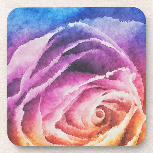 Rainbow-Rose Untersetzer (Vorderseite)