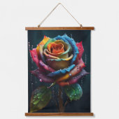 Rainbow Rose Wall Tapestry Wandteppich Mit Holzrahmen (Vorderseite)