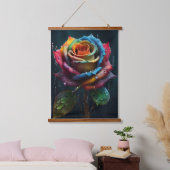 Rainbow Rose Wall Tapestry Wandteppich Mit Holzrahmen (Schlafzimmer)