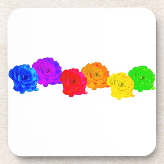 Rainbow Rosen Square Getränkeuntersetzer (Vorderseite)
