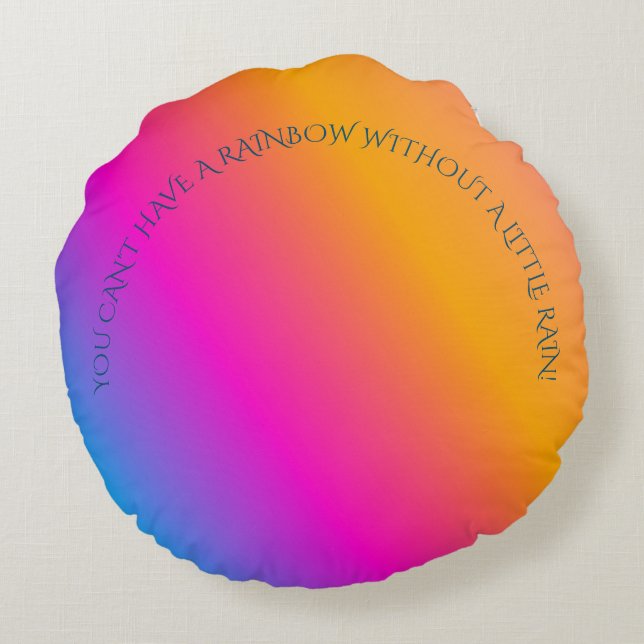 Rainbow Round throw Kissen mit individuellem Angeb (Rückseite)