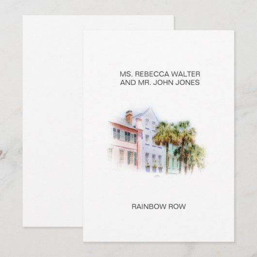 Rainbow Row - Charleston Feiertagskarte (Vorne/Hinten)