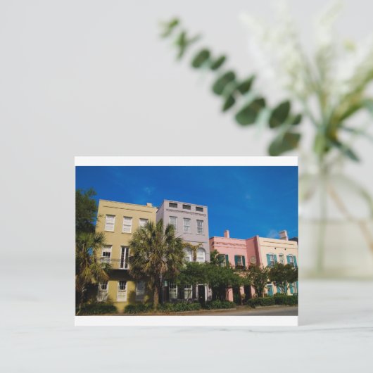 Rainbow Row Charleston, SC Postkarte (Stehend Vorderseite)