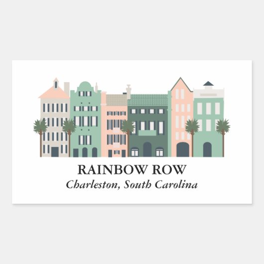 Rainbow Row Charleston South Carolina Sticker (Vorderseite)