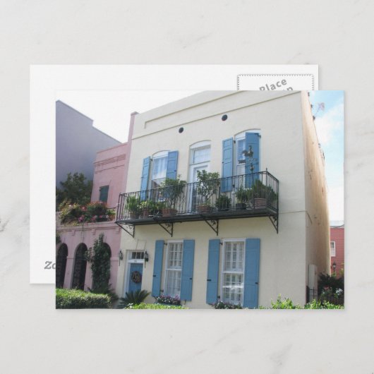 Rainbow Row Houses, Charleston SC Postcard Postkarte (Vorne/Hinten)