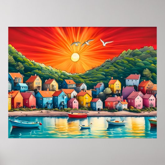 Rainbow Row of Beach Houses Poster (Vorne)