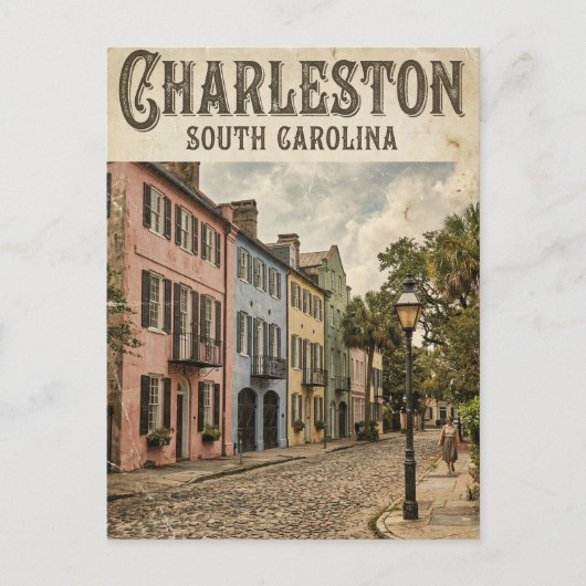 Rainbow Row USA Postkarte (Vorderseite)