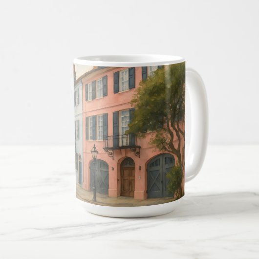 Rainbow Row von Charleston Watercolor Kaffeetasse (VorderseiteRechts)