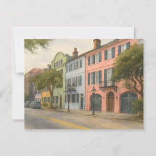 Rainbow Row von Charleston Watercolor Postkarte