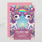 Rainbow Royalty Unicorns Einladung (Vorne/Hinten)