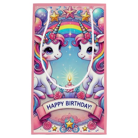 Rainbow Royalty Unicorns Kleine Geschenktüte (Vorderseite)