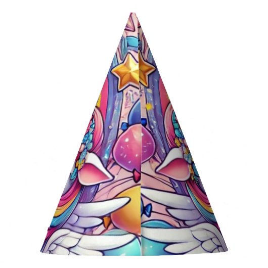 Rainbow Royalty Unicorns Partyhütchen (Rückseite)