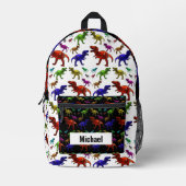 Rainbow-Rucksack von individuelle Name Dinosaur Bo Bedruckter Rucksack (Vorderseite)