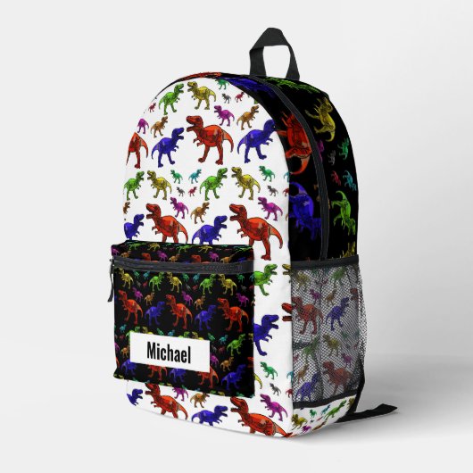 Rainbow-Rucksack von individuelle Name Dinosaur Bo Bedruckter Rucksack (Rückseitige Ecke Rechts)