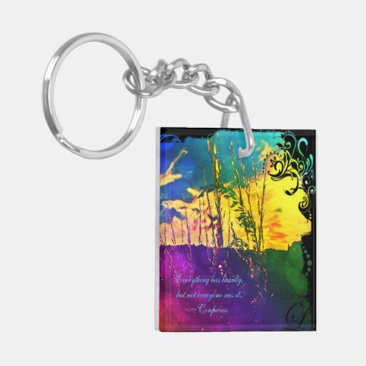 Rainbow Rural Landschaft Schlüsselanhänger (Vorderseite links)