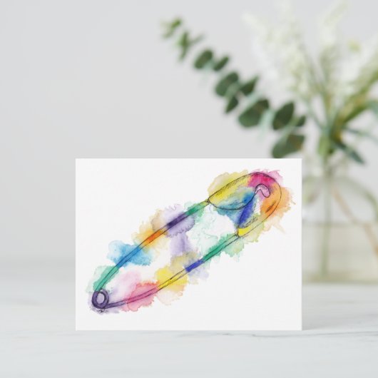 Rainbow Safety Button Postkarte (Stehend Vorderseite)