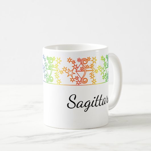 Rainbow Sagittarius Star Sign Personalisierte Mug Kaffeetasse (VorderseiteRechts)