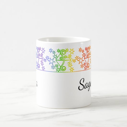 Rainbow Sagittarius Star Sign Personalisierte Mug Kaffeetasse (Mittel)