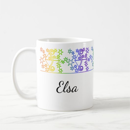 Rainbow Sagittarius Star Sign Personalisierte Mug Kaffeetasse (Links)