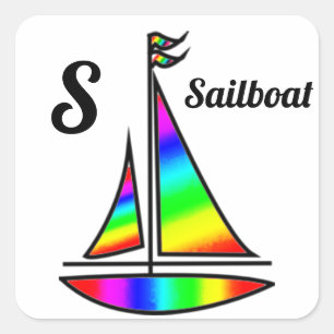 Rainbow Sailboat Stickers