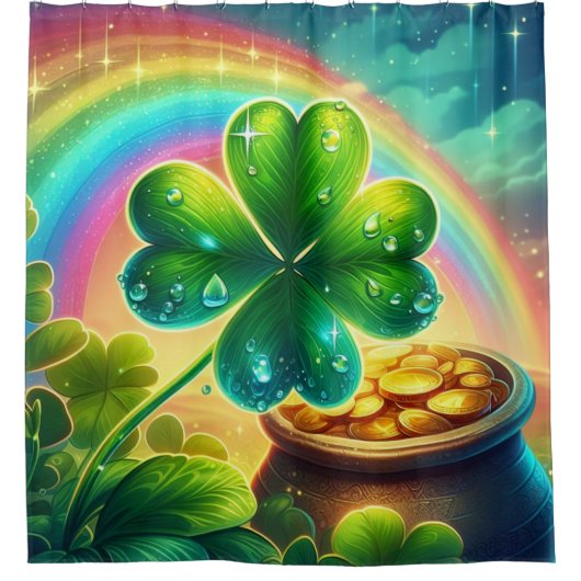 Rainbow Saint Patrick's Day Klee Duschvorhang (Vorderseite)