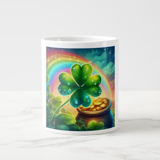 Rainbow Saint Patrick's Day Klee Jumbo-Tasse (Vorderseite)