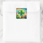 Rainbow Saint Patrick's Day Klee Quadratischer Aufkleber (Tasche)