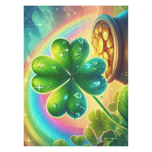 Rainbow Saint Patrick's Day Klee Tischdecke (Vorderseite)