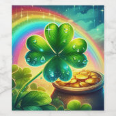 Rainbow Saint Patrick's Day Klee Weinetikett (Einzelnes Label)