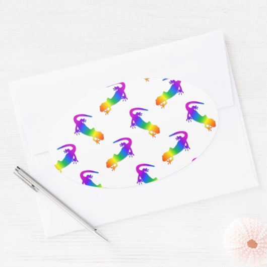 Rainbow Salamander Ovaler Aufkleber (Umschlag)