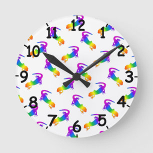 Rainbow Salamander Runde Wanduhr