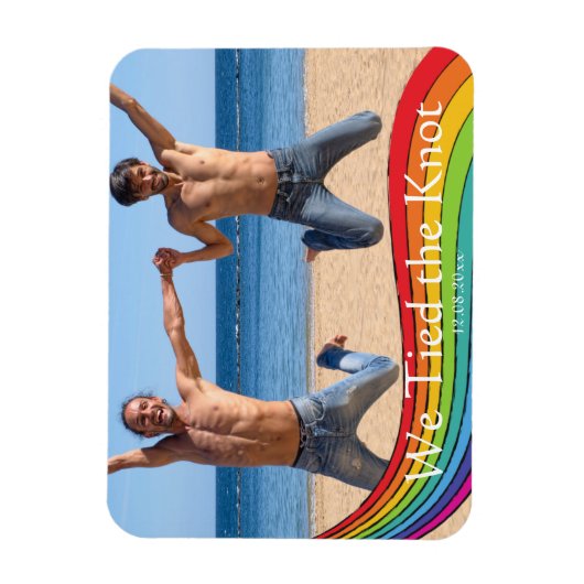 Rainbow Same Gender Foto Wedding Ankündigung Magnet (Vertikal)