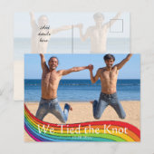 Rainbow Same Gender Foto Wedding Ankündigung Postkarte (Vorne/Hinten)