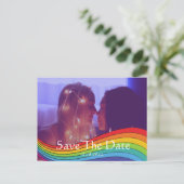 Rainbow Same Gender Foto Wedding Save the Date Po Postkarte (Stehend Vorderseite)