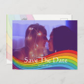 Rainbow Same Gender Foto Wedding Save the Date Po Postkarte (Vorne/Hinten)