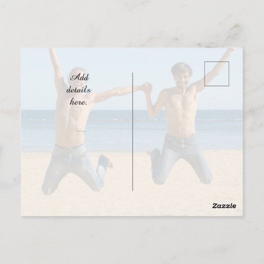 Rainbow Same Gender Foto Wedding Save the Date Postkarte (Rückseite)