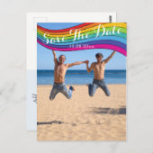 Rainbow Same Gender Foto Wedding Save the Date Postkarte (Vorne/Hinten)
