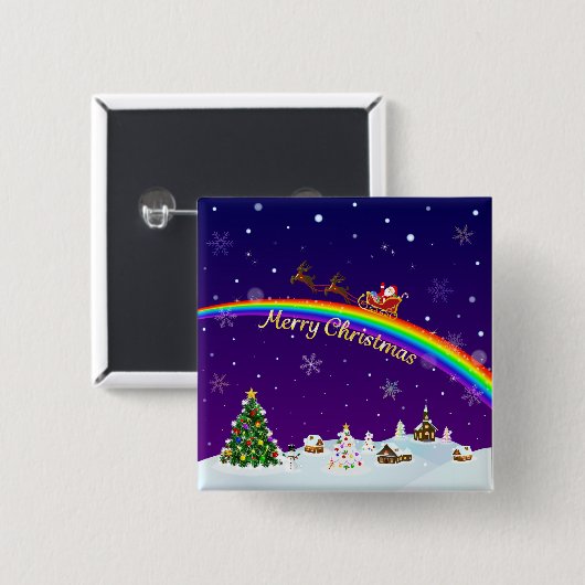 Rainbow Santa Claus Button (Vorne & Hinten)