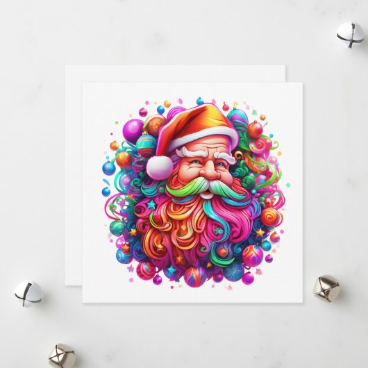 Rainbow Santa Claus Feiertagskarte (Vorderseite/Rückseite Beispiel)
