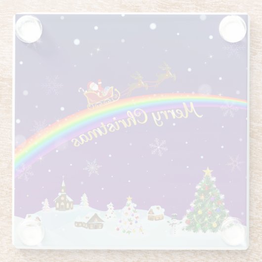 Rainbow Santa Claus Glasuntersetzer (Rückseite)